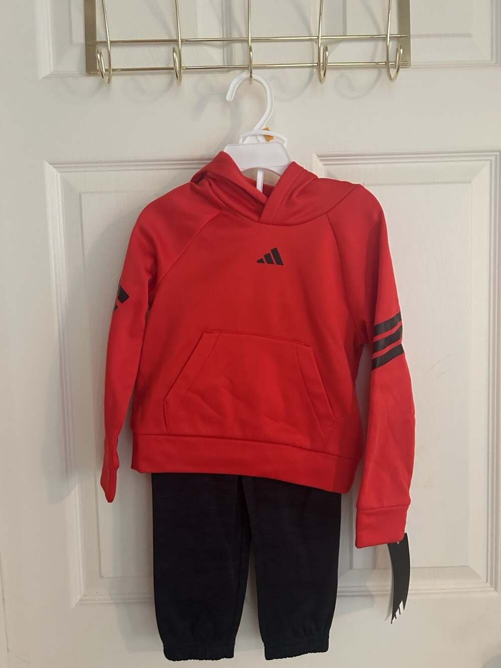 Adidas 2 Piece Set Size 3T Red Black Hoodie Sweatpants
